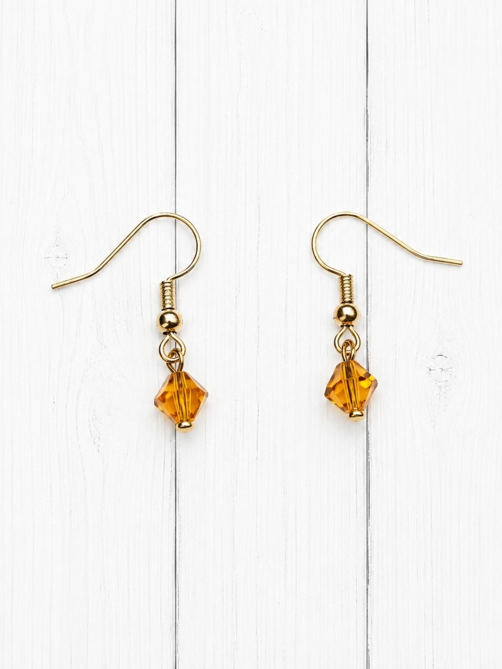 Gold-Tone Amber Crystal Drop Earrings - Women Jewelry